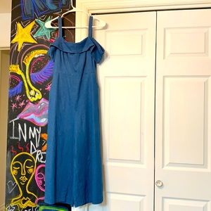 Denim wide leg jump suit